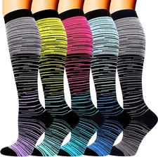 5 Pairs Compression Socks for Men Women 15-20 Mmhg Medical Support for Running