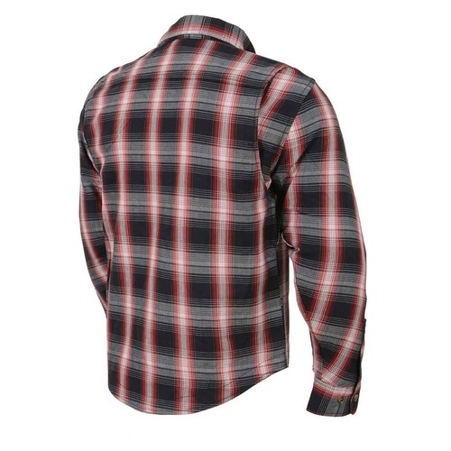 CAMICIA BIKER UOMO IN PELLE MILWAUKEE A QUADRI IN FLANELLA CON ARMATURA OMOLOGATA CE - Foto 56 di 126
