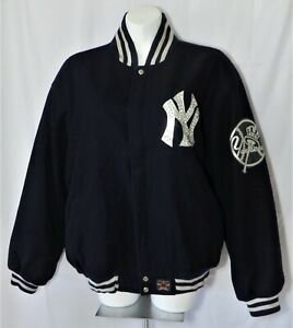 Vtg JH Design NY Yankee MLB Heavy WOOL Jacket 3XL Rhinestone Logo Made
