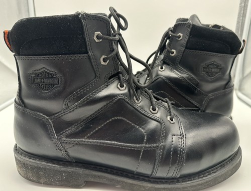 Harley Davidson Men's "Pete" Steel Toe Boots Black Leather Goodyear Size 13M - Picture 2 of 15