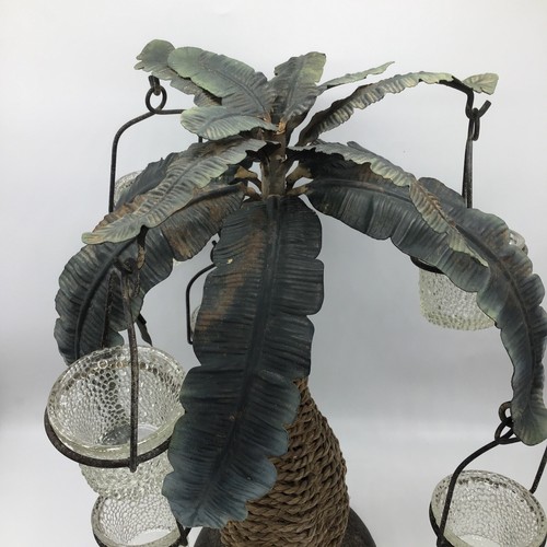 Vintage Decorative Palm Tree Candelabra Metal/Wicker Candle Holder/Tea Lights - Picture 7 of 13