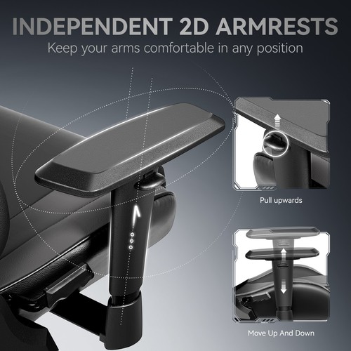 Ergonomic Gaming Chair, Racing Style PU Leather Game Chair with Lumbar Support - Picture 6 of 23