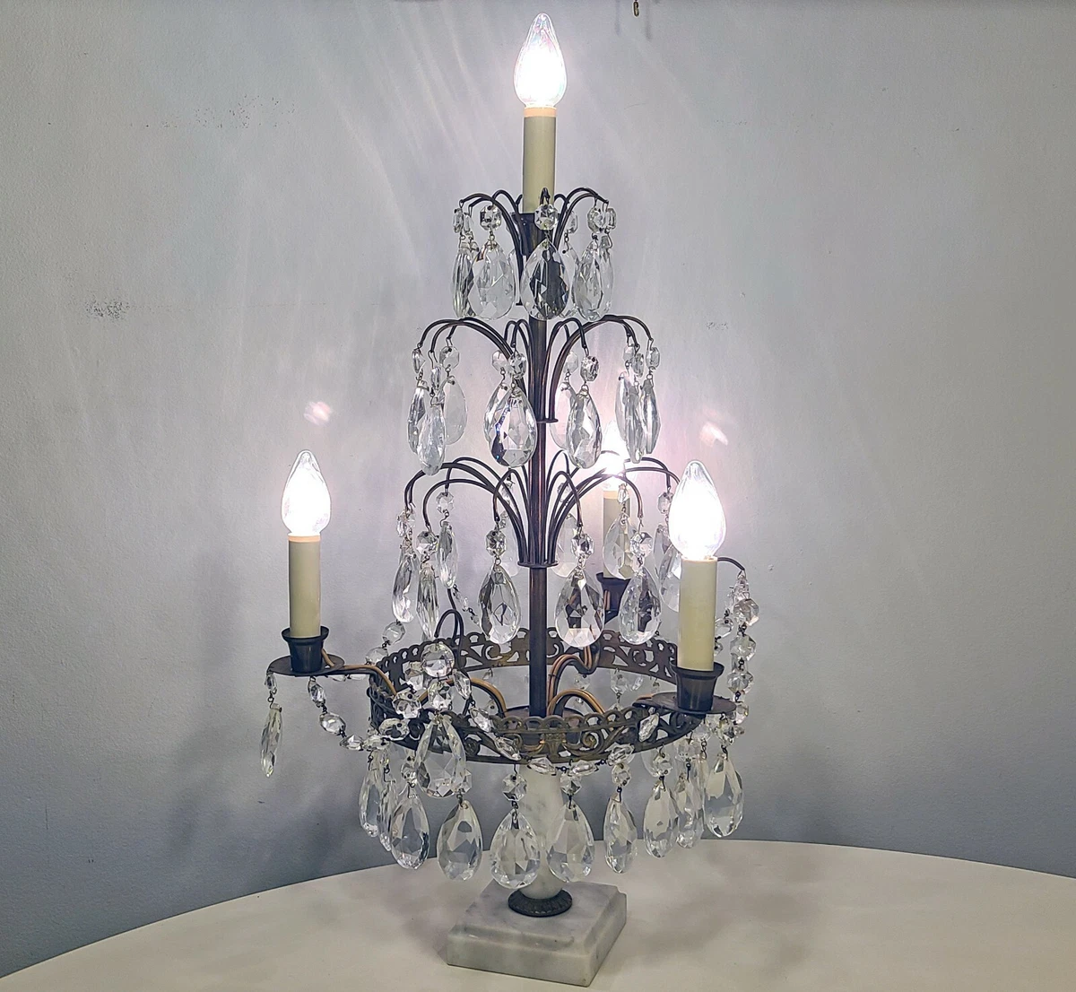 Crystal candelabra table lamp deals