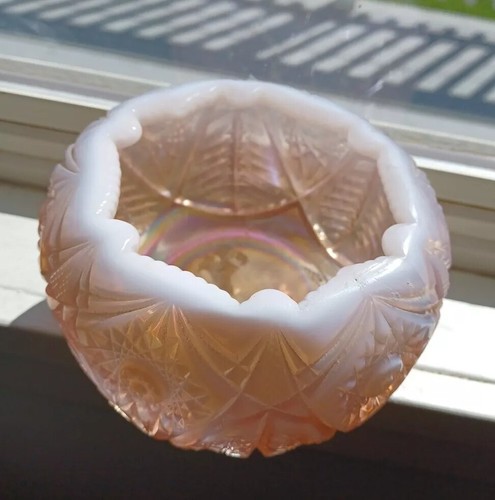 Fenton Pink Rose Bowl Opalescent - Picture 3 of 7