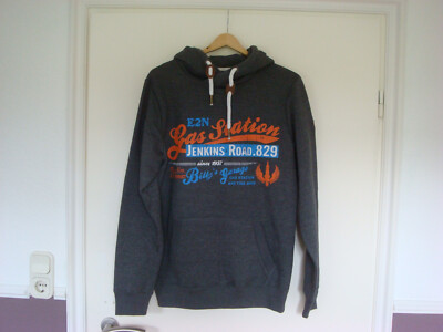 Eight2Nine Factory Hoodie Kapuze für Herren Grau Orange Größe S Neu mit Etikett