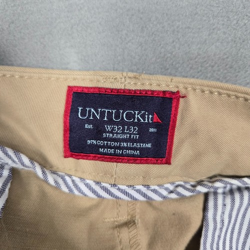 Pantalones Untuckit Para Hombre 32x32 Beige Tostado Calce Recto Chino Elástico Algodón St Clair - Imagen 4 de 9