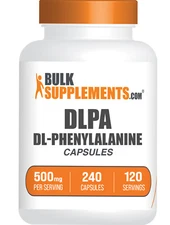 BulkSupplements DL-Phenylalanine 240 Capsules - DLPA Supplement - 500mg Servings