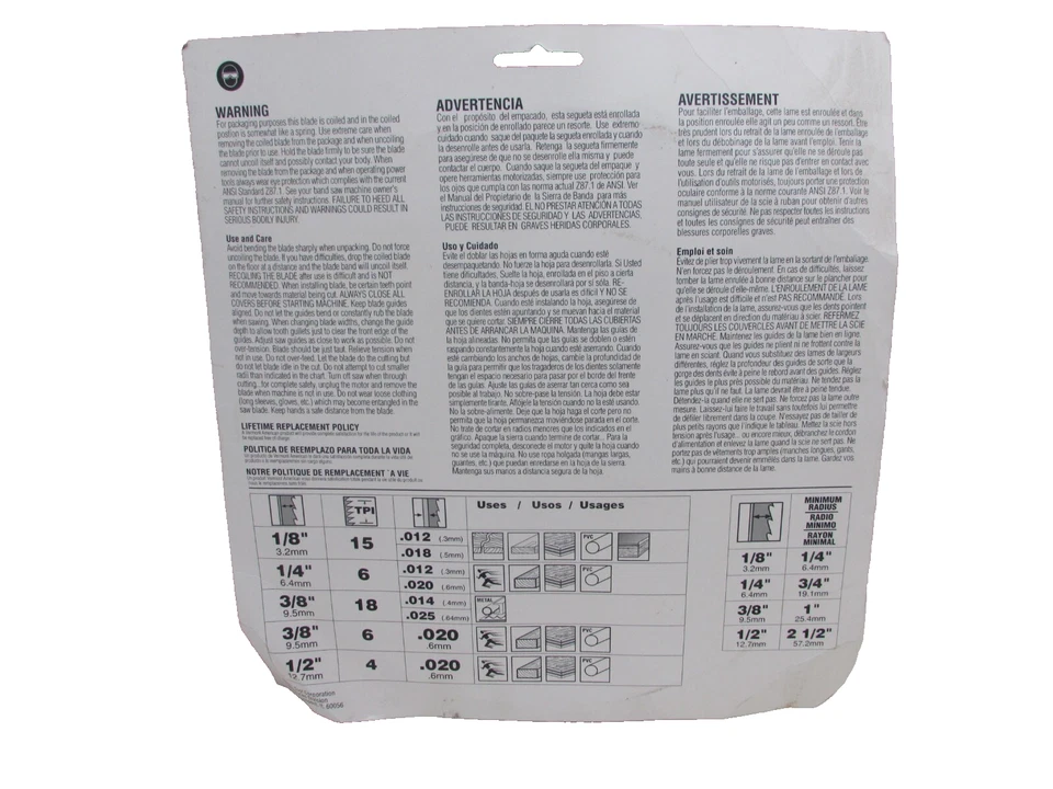 ¡NUEVO! VERMONT AMERICAN TOOLS #31345 HOJA DE SIERRA DE CINTA 93-1/2" X 1/2" Foto 2 de 4