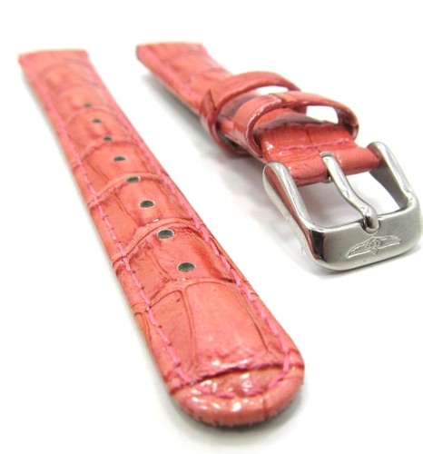 16mm Original Invicta Pink Glitter Croc Genuine Leather Silver Watch Band - Picture 2 of 3
