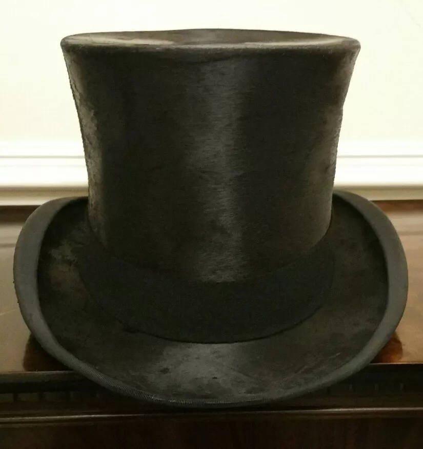 Rare Extra Large Vintage Silk Top Hat, Scott & Co UK Size 7 5/8 US