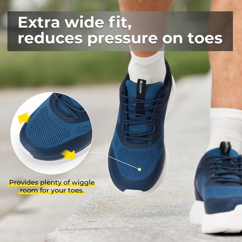 FitVille Mens Extra Wide Fit Walking Trainers Lightweight Cushioned Casual Shoes - Picture 6 of 48