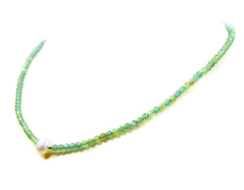 Healing Stone Chromdiopsid Necklace 925 Silver Facetted Ø0 1/8in with One - Picture 3 of 4