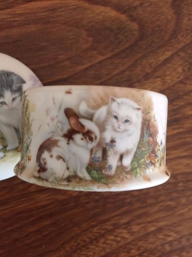 Royal Staffordshire UK Kittens Puppies Dish with Lid Bone China Art Pottery - Picture 8 of 8