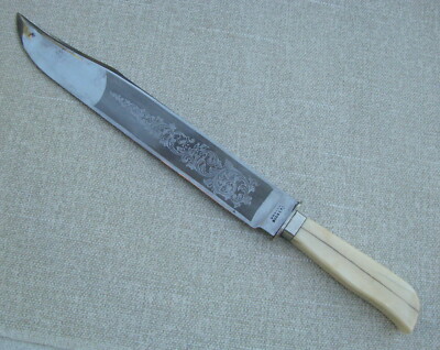 MINT UNSHARPENED UNIQUE 1890s 16 5/8  LONG / 11 5/8'' ETCHED CLIP SHEFFIELD BOWIE