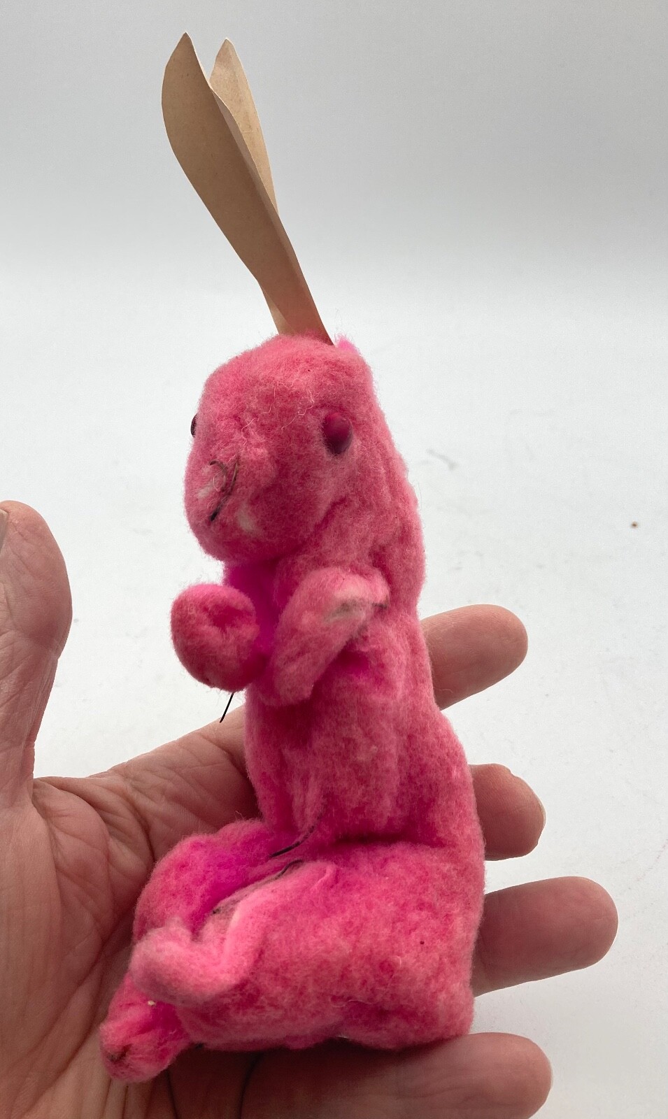 Antique Pink Easter Bunny Cotton Batting Rabbit Spun Cotton Carrot 7 1/