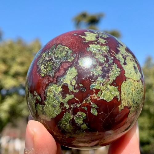 339G Natural dragon blood stone quartz sphere crystal ball reiki healing decor - Picture 15 of 24