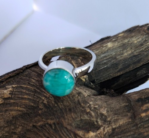 10mm Oval Sterling Silver Ring Bezel set Turquoise Ring Handmade Silver Jewelry - Picture 2 of 7