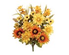 Burton & Burton Silk Bush 21 in Dalhia and Sunflower Flowers Decor Yellow Orange