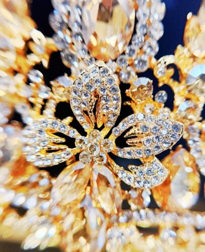 Princess Flower Crown, Floral Tiara, Birthday Party Crown, Amber Crystal Tiara - Picture 5 of 9