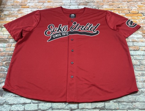 Ecko Unltd Baseball Jersey Adult 4XL Black Red Button Up Logo Hip Hop Mens