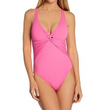 BLEU ROD BEATTIE Pink Beachy Keen X-Back Mio One Piece Swimsuit US 10, NWOT