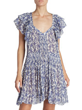 Isabel Marant  toile Godrana Blue Floral Cotton Mini Dress size 36 US 4