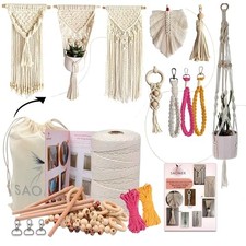 130 Pcs Macrame Kit for Beginners-219 Yards 657 Feet-3mm 7 Easy Macrame DIY