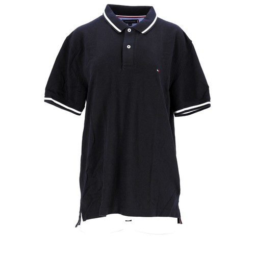Tommy Hilfiger Herren Polo Blau Baumwolle Regular Fit Knopfleiste Kragen Kurzarm M