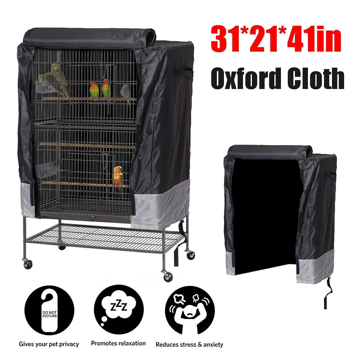 Pet Bird Cage Cover Parrot Cages Budgie Perch Cloth Cover Cozy Protector Black
Opens in a new window
