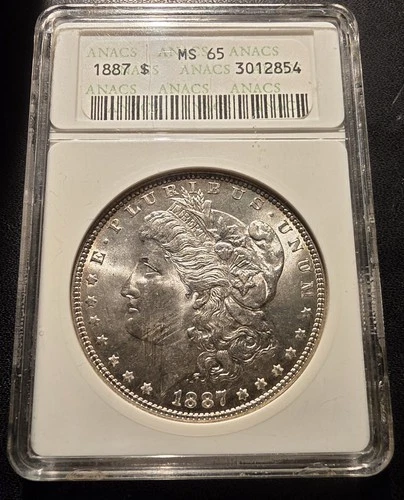 1887 Morgan Silver Dollar ANACS MS 65