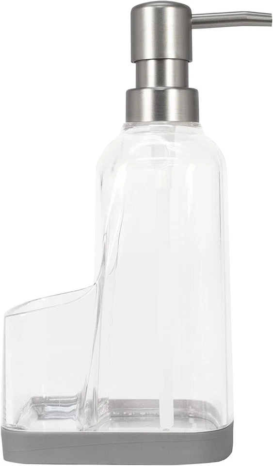 Dispensador de Bomba de Jabón con Soporte de Esponja, Organizador de Fregadero Herramienta de Cocina Transparente y Gris Foto 2 de 4