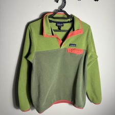 Patagonia Synchilla Snap-T Fleece Pullover Medium Green Coral Colorblock