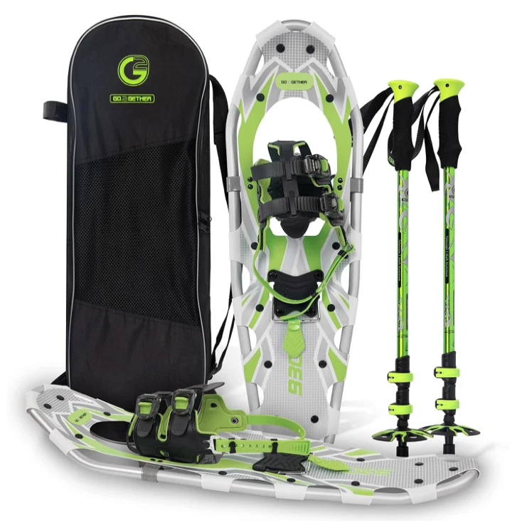 G2 Avocado Green 25in Lightweight Snowshoes Set w/ Trekking Poles