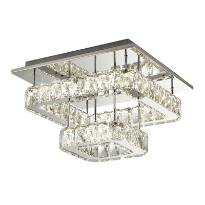 LED 2-stufige Deckenleuchte Unterputz mit Kristallglasdetails Chrom