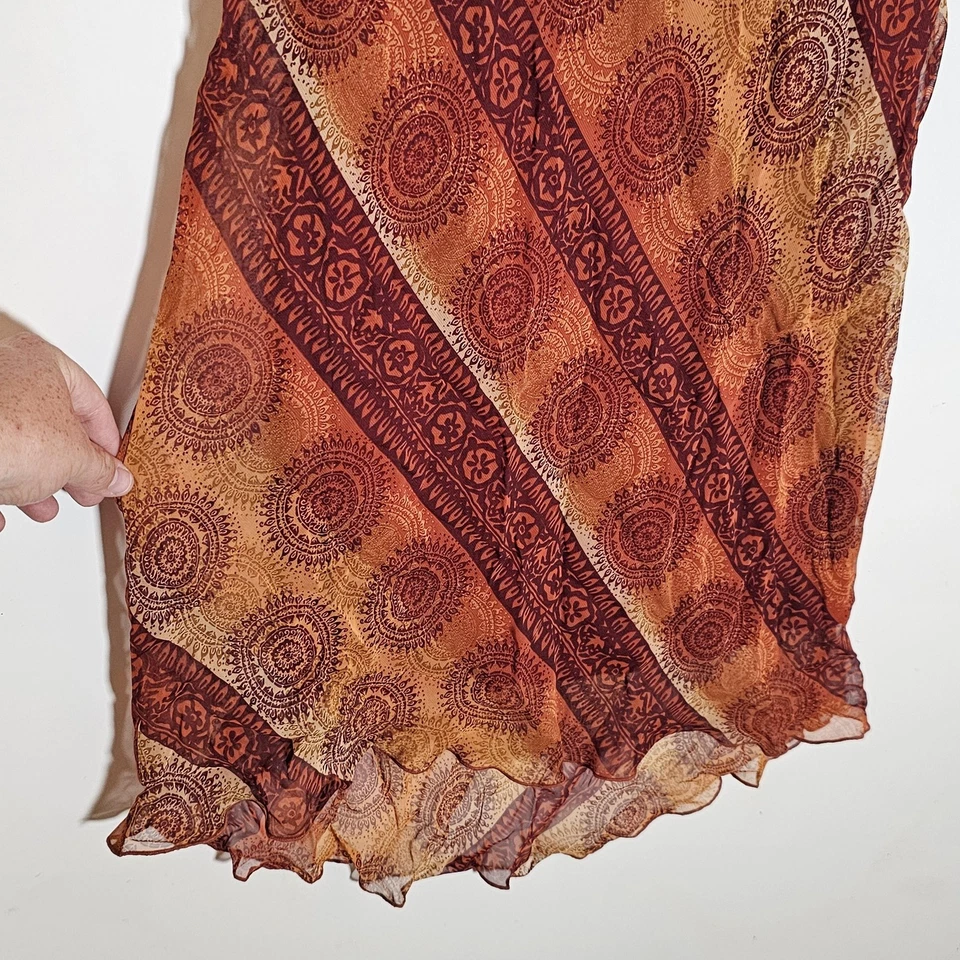 Vestido Believe Mujer 8 Multi Canela Capucha Cuello Sin Mangas Boho Lechuga Dobladillo Años 90 Foto 4 de 4