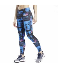 Reebok Womens Meet You There Printed Compression Athletic Pants, Black, Small