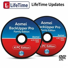 LifeTime Updates Aomei BackUpper Pro Family Edition | 4 PC  DVD