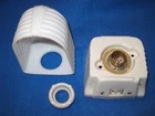 Antique Ribbed Porcelain Bathroom Wall Light w/Ribbed Sconce Milk Glass Hood