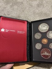 1981 Royal Canadian Mint 7 Coin Proof Set .500 Silver Dollar Locomotive