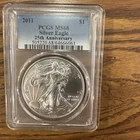 2011 AMERICAN SILVER EAGLE PCGS MS68 Eagle-25th Anniversary 1oz Silver.