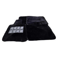 Genuine Black Lambswool Sheepskin Floor Mats For Rolls Royce Cullinan 2019-2025