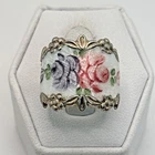 .925 Vintage Sterling Silver Estate Flower Ring Size 6 Multicolor stone