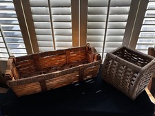 Stunning, Sturdy Lot of Two 2 Woven Baskets: 18" x 9" and 6" x 6" Beautiful