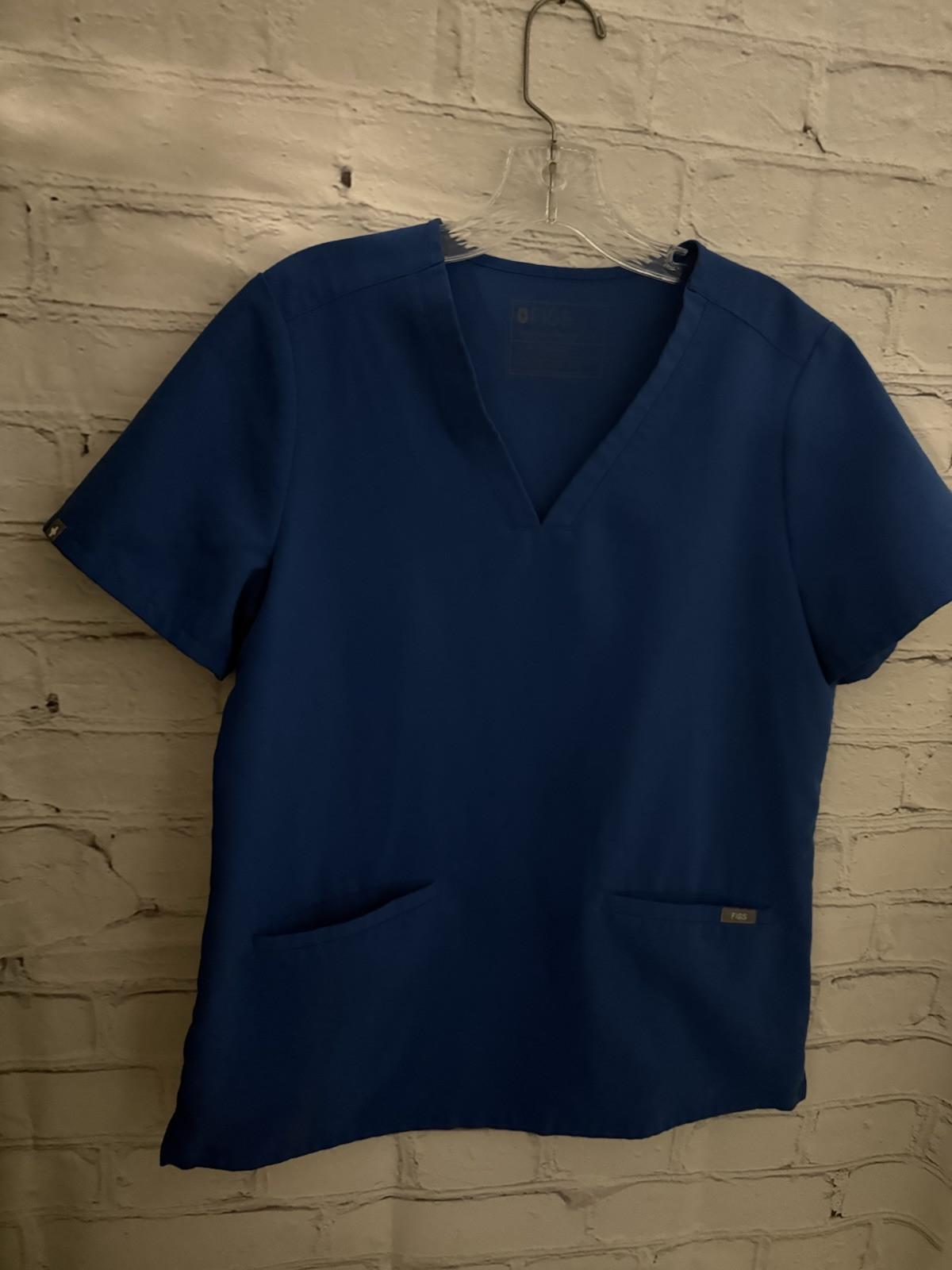 Figs Technical Collection Solid Blue V-Neck 2 Poc… - image 2