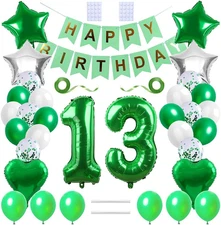 33Pcs 13Th Birthday Party Balloon Decorations Happy Birthday Banner Number 13 Ba