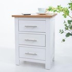 White Oak Bedside Table with 3 Drawers, Modern Solid Wood Nightstand 56x42x32cm