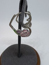 Flower Heart Hoop Earrings 92.5 Sterling Silver New