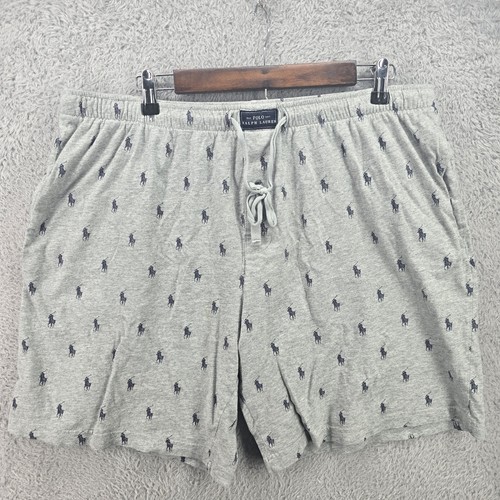 Polo Ralph Lauren Schlafshorts Herren XL grau Allover Pony Print Jersey Shorts