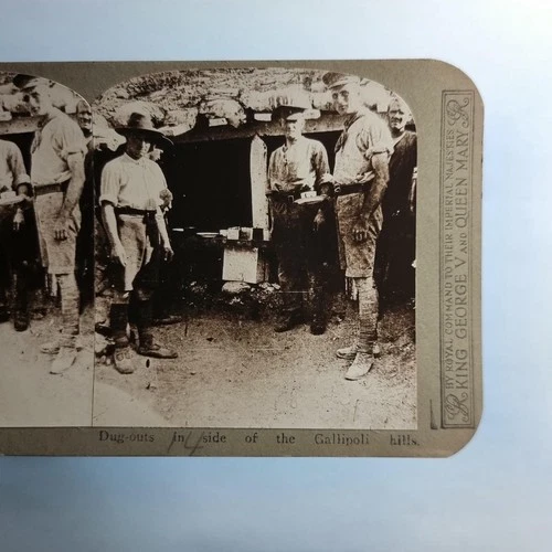 WW1 Military Stereoview C1916 Real Photo Turkey Gallipoli A Hillside Dugout