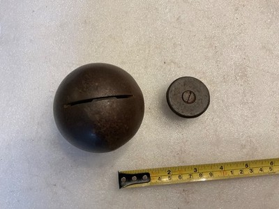 GRABENKUNST ALTE SIGNAL KANONENKUGEL SELTEN AUSGEFALLEN HOHL GESCHLITZT ORIGINALDECKEL